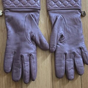 Moschino Quilted Purple Leather And Cashmere Gloves